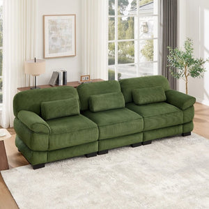 English Elm Cloud Couch Modular Sectional with Corduroy Cushions for a Cozy Living Room Lounge Green W714S01991