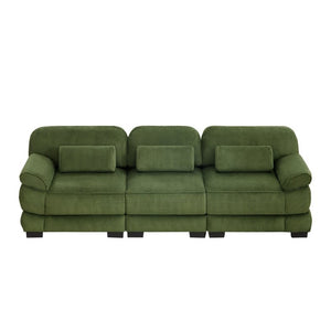 English Elm Cloud Couch Modular Sectional with Corduroy Cushions for a Cozy Living Room Lounge Green W714S01991