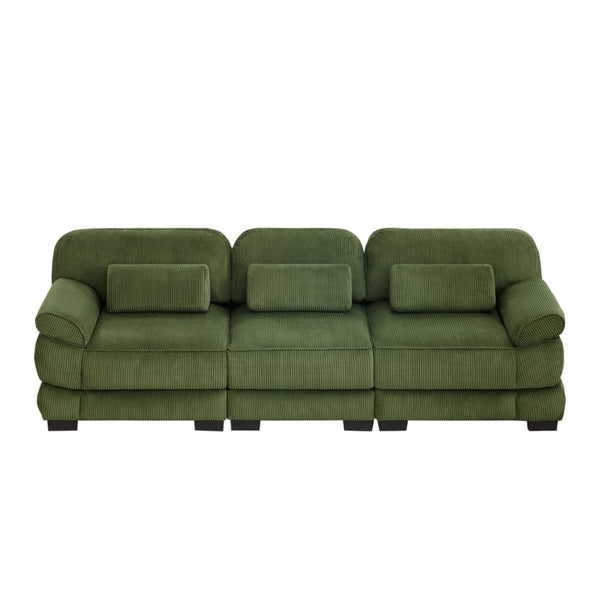 English Elm Cloud Couch Modular Sectional with Corduroy Cushions for a Cozy Living Room Lounge Green W714S01991