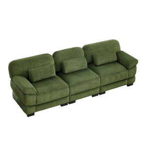English Elm Cloud Couch Modular Sectional with Corduroy Cushions for a Cozy Living Room Lounge Green W714S01991