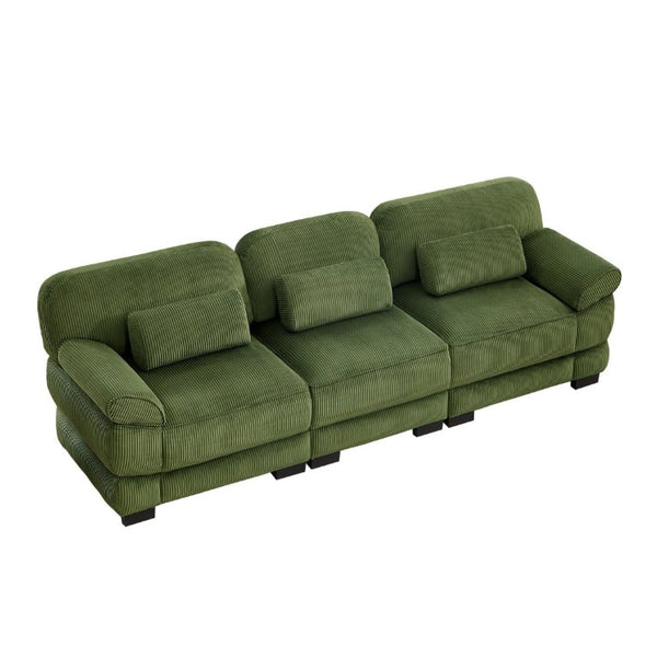 English Elm Cloud Couch Modular Sectional with Corduroy Cushions for a Cozy Living Room Lounge Green W714S01991