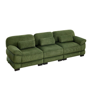 English Elm Cloud Couch Modular Sectional with Corduroy Cushions for a Cozy Living Room Lounge Green W714S01991
