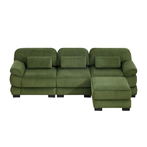 English Elm Cloud Modular L-Shaped Sectional Sofa with Deep Corduroy Cushions for Living Rooms Green W714S01992