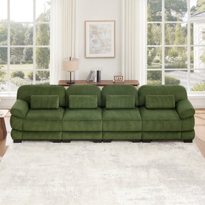English Elm Cloud Modular Four Seat Sectional Sofa with Corduroy Cushions for Living Room Green W714S01995