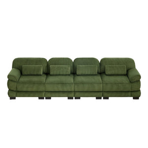 English Elm Cloud Modular Four Seat Sectional Sofa with Corduroy Cushions for Living Room Green W714S01995