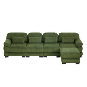 English Elm Cloud Couch Modular Sectional Corduroy Sofa with Deep Memory Foam Seats for Living Rooms Green W714S01996