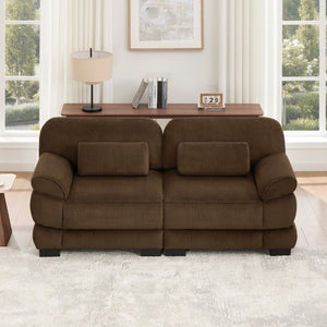 English Elm Cloud Couch Modular Corduroy Loveseat with Memory Foam Cushions for Modern Living Rooms Brown W714S01998