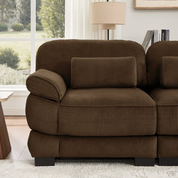 English Elm Cloud Couch Modular Corduroy Loveseat with Memory Foam Cushions for Modern Living Rooms Brown W714S01998