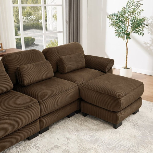 English Elm Cloud Couch Modular Corduroy Loveseat with Memory Foam Cushions for Modern Living Rooms Brown W714S01998