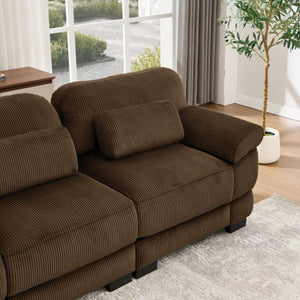 English Elm Cloud Couch Modular Corduroy Loveseat with Memory Foam Cushions for Modern Living Rooms Brown W714S01998