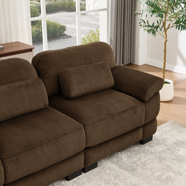 English Elm Cloud Couch Modular Corduroy Loveseat with Memory Foam Cushions for Modern Living Rooms Brown W714S01998
