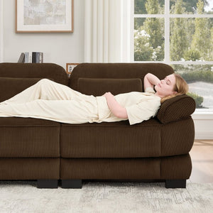 English Elm Cloud Couch Modular Corduroy Loveseat with Memory Foam Cushions for Modern Living Rooms Brown W714S01998