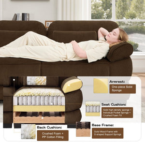 English Elm Cloud Couch Modular Corduroy Loveseat with Memory Foam Cushions for Modern Living Rooms Brown W714S01998