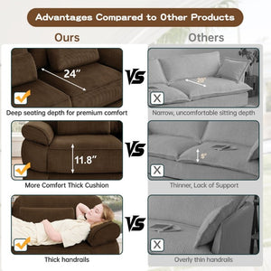 English Elm Cloud Couch Modular Corduroy Loveseat with Memory Foam Cushions for Modern Living Rooms Brown W714S01998