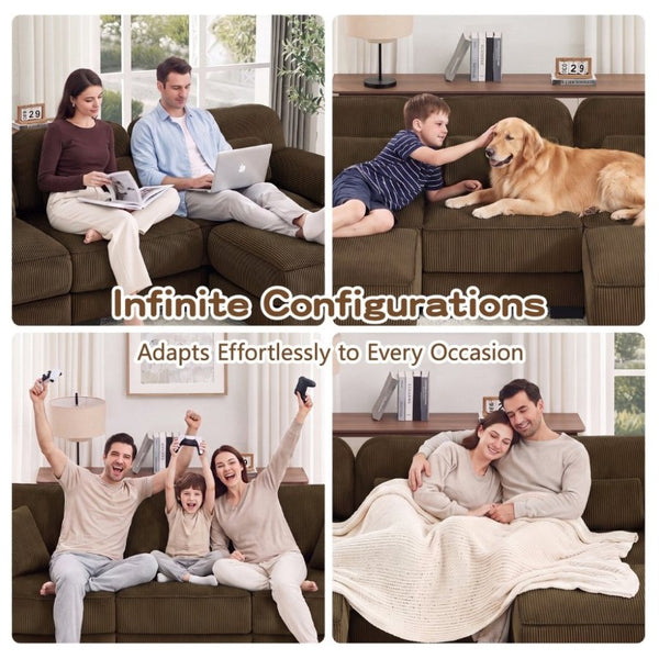 English Elm Cloud Couch Modular Corduroy Loveseat with Memory Foam Cushions for Modern Living Rooms Brown W714S01998