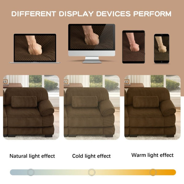 English Elm Cloud Couch Modular Corduroy Loveseat with Memory Foam Cushions for Modern Living Rooms Brown W714S01998