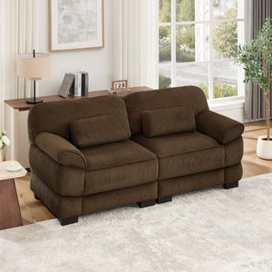 English Elm Cloud Couch Modular Corduroy Loveseat with Memory Foam Cushions for Modern Living Rooms Brown W714S01998