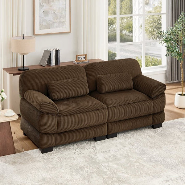 English Elm Cloud Couch Modular Corduroy Loveseat with Memory Foam Cushions for Modern Living Rooms Brown W714S01998
