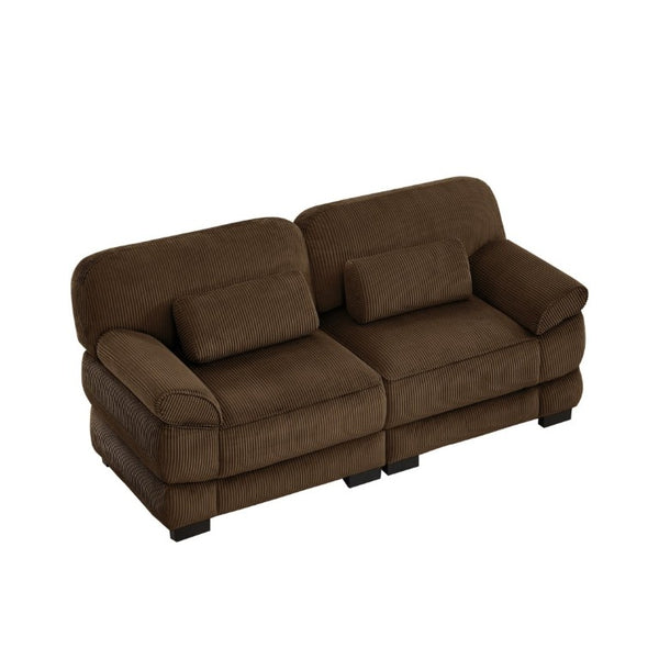 English Elm Cloud Couch Modular Corduroy Loveseat with Memory Foam Cushions for Modern Living Rooms Brown W714S01998