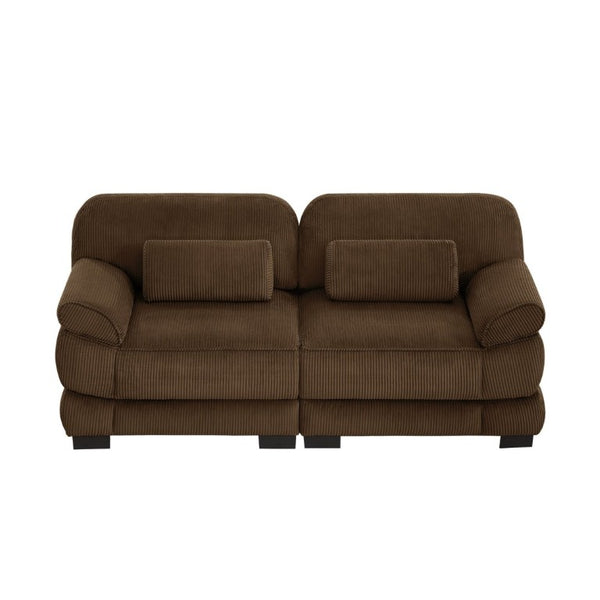 English Elm Cloud Couch Modular Corduroy Loveseat with Memory Foam Cushions for Modern Living Rooms Brown W714S01998