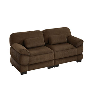 English Elm Cloud Couch Modular Corduroy Loveseat with Memory Foam Cushions for Modern Living Rooms Brown W714S01998