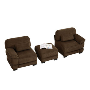 English Elm Cloud Couch Modular L-Shaped Sectional with Ottoman Corduroy Memory Foam Seating Brown W714S01999