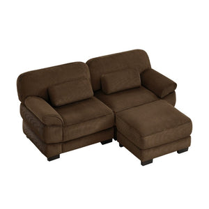 English Elm Cloud Couch Modular L-Shaped Sectional with Ottoman Corduroy Memory Foam Seating Brown W714S01999
