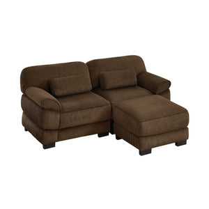 English Elm Cloud Couch Modular L-Shaped Sectional with Ottoman Corduroy Memory Foam Seating Brown W714S01999