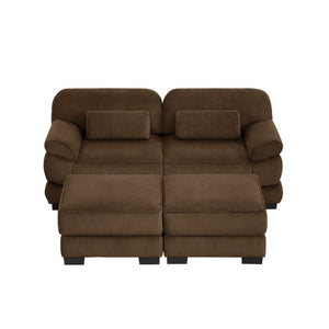 English Elm Cloud Couch Modular U-Shaped Sectional with Memory Foam Corduroy Upholstery for Living Room Brown W714S02000