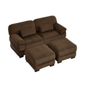 English Elm Cloud Couch Modular U-Shaped Sectional with Memory Foam Corduroy Upholstery for Living Room Brown W714S02000