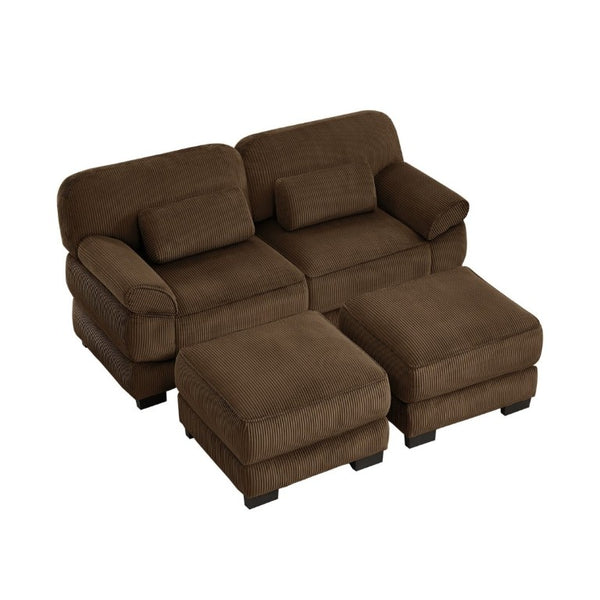 English Elm Cloud Couch Modular U-Shaped Sectional with Memory Foam Corduroy Upholstery for Living Room Brown W714S02000