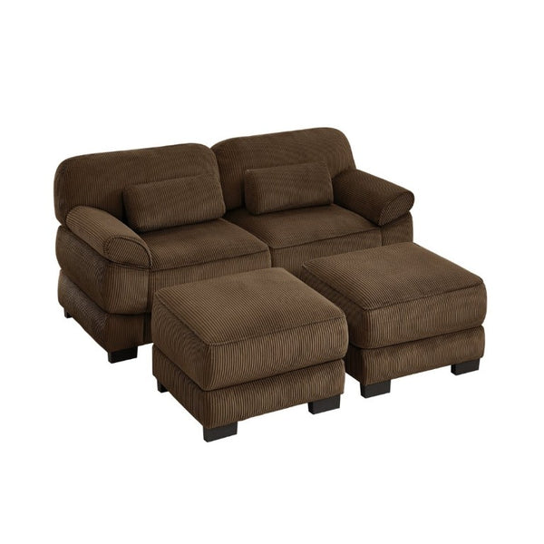 English Elm Cloud Couch Modular U-Shaped Sectional with Memory Foam Corduroy Upholstery for Living Room Brown W714S02000