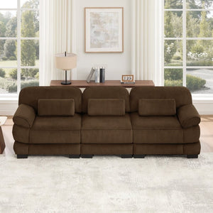 English Elm Cloud Couch Modular Sectional with Corduroy Cushions for a Cozy Living Room Lounge Brown W714S02001