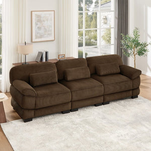 English Elm Cloud Couch Modular Sectional with Corduroy Cushions for a Cozy Living Room Lounge Brown W714S02001