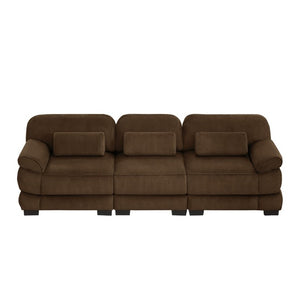 English Elm Cloud Couch Modular Sectional with Corduroy Cushions for a Cozy Living Room Lounge Brown W714S02001