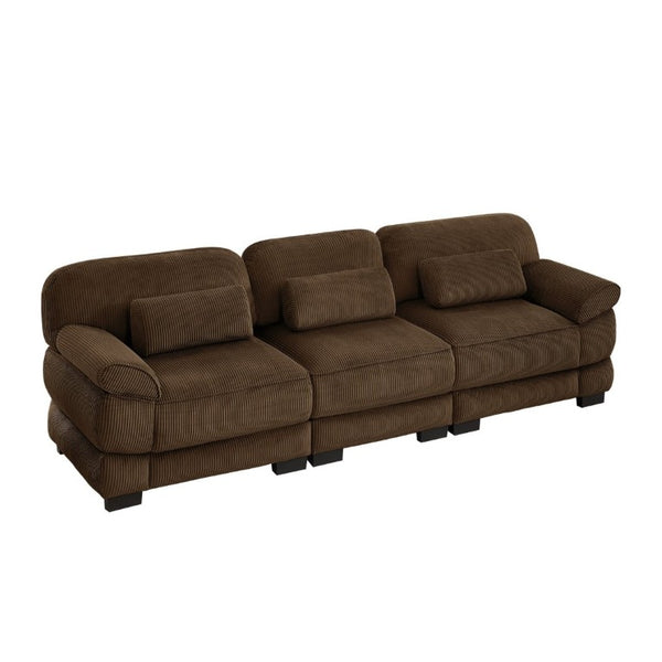 English Elm Cloud Couch Modular Sectional with Corduroy Cushions for a Cozy Living Room Lounge Brown W714S02001