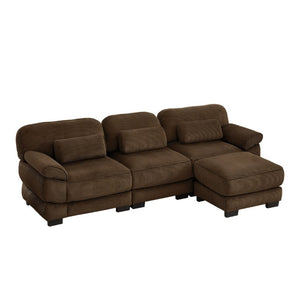 English Elm Cloud Modular L-Shaped Sectional Sofa with Deep Corduroy Cushions for Living Rooms Brown W714S02002