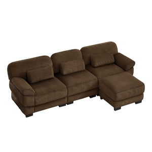 English Elm Cloud Modular L-Shaped Sectional Sofa with Deep Corduroy Cushions for Living Rooms Brown W714S02002