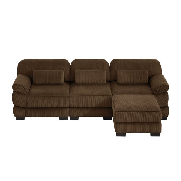 English Elm Cloud Modular L-Shaped Sectional Sofa with Deep Corduroy Cushions for Living Rooms Brown W714S02002