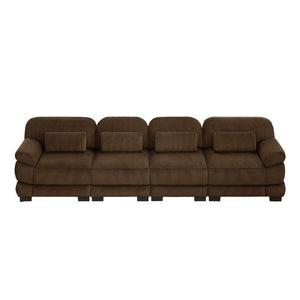 English Elm Cloud Modular Four Seat Sectional Sofa with Corduroy Cushions for Living Room Brown W714S02005