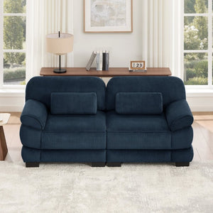 English Elm Cloud Couch Modular Corduroy Loveseat with Memory Foam Cushions for Modern Living Rooms Blue W714S02008