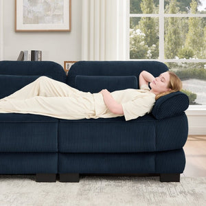 English Elm Cloud Couch Modular Corduroy Loveseat with Memory Foam Cushions for Modern Living Rooms Blue W714S02008
