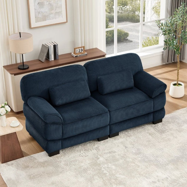 English Elm Cloud Couch Modular Corduroy Loveseat with Memory Foam Cushions for Modern Living Rooms Blue W714S02008
