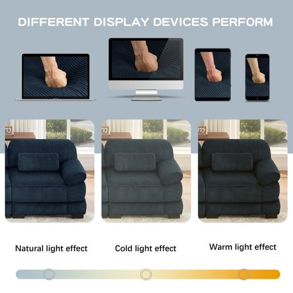 English Elm Cloud Couch Modular Corduroy Loveseat with Memory Foam Cushions for Modern Living Rooms Blue W714S02008