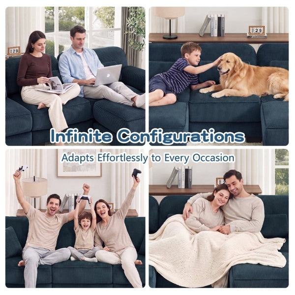 English Elm Cloud Couch Modular Corduroy Loveseat with Memory Foam Cushions for Modern Living Rooms Blue W714S02008