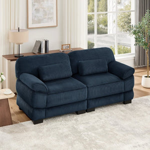 English Elm Cloud Couch Modular Corduroy Loveseat with Memory Foam Cushions for Modern Living Rooms Blue W714S02008