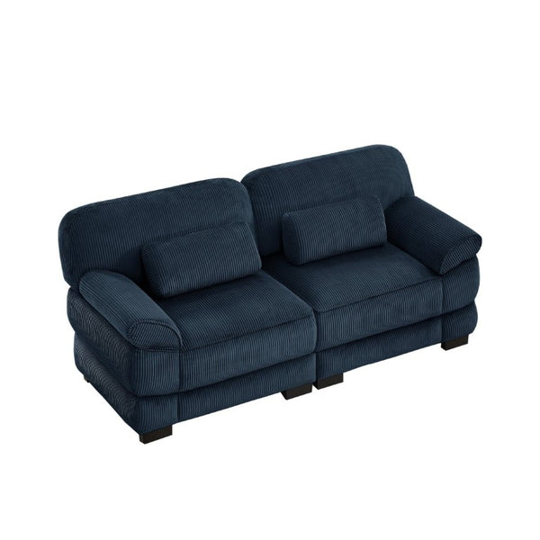 English Elm Cloud Couch Modular Corduroy Loveseat with Memory Foam Cushions for Modern Living Rooms Blue W714S02008