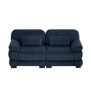 English Elm Cloud Couch Modular Corduroy Loveseat with Memory Foam Cushions for Modern Living Rooms Blue W714S02008
