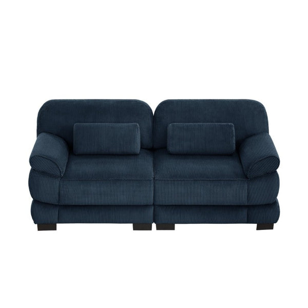 English Elm Cloud Couch Modular Corduroy Loveseat with Memory Foam Cushions for Modern Living Rooms Blue W714S02008