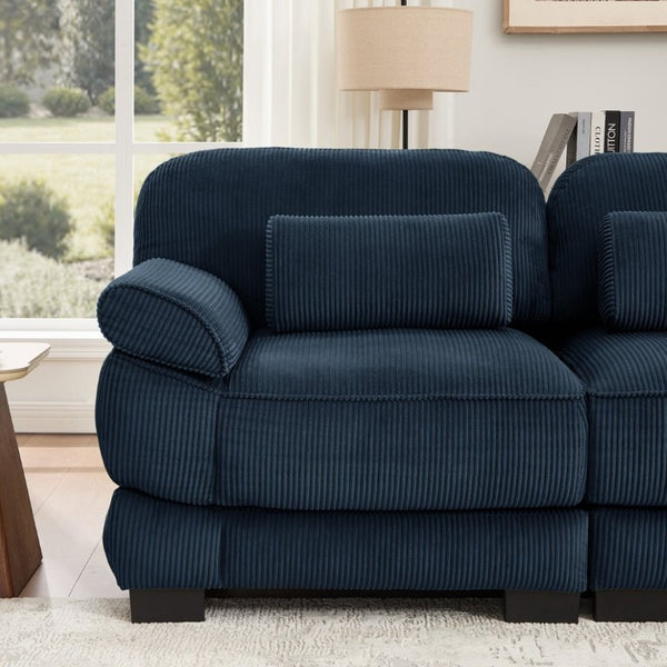 English Elm Cloud Couch Modular Corduroy Loveseat with Memory Foam Cushions for Modern Living Rooms Blue W714S02008